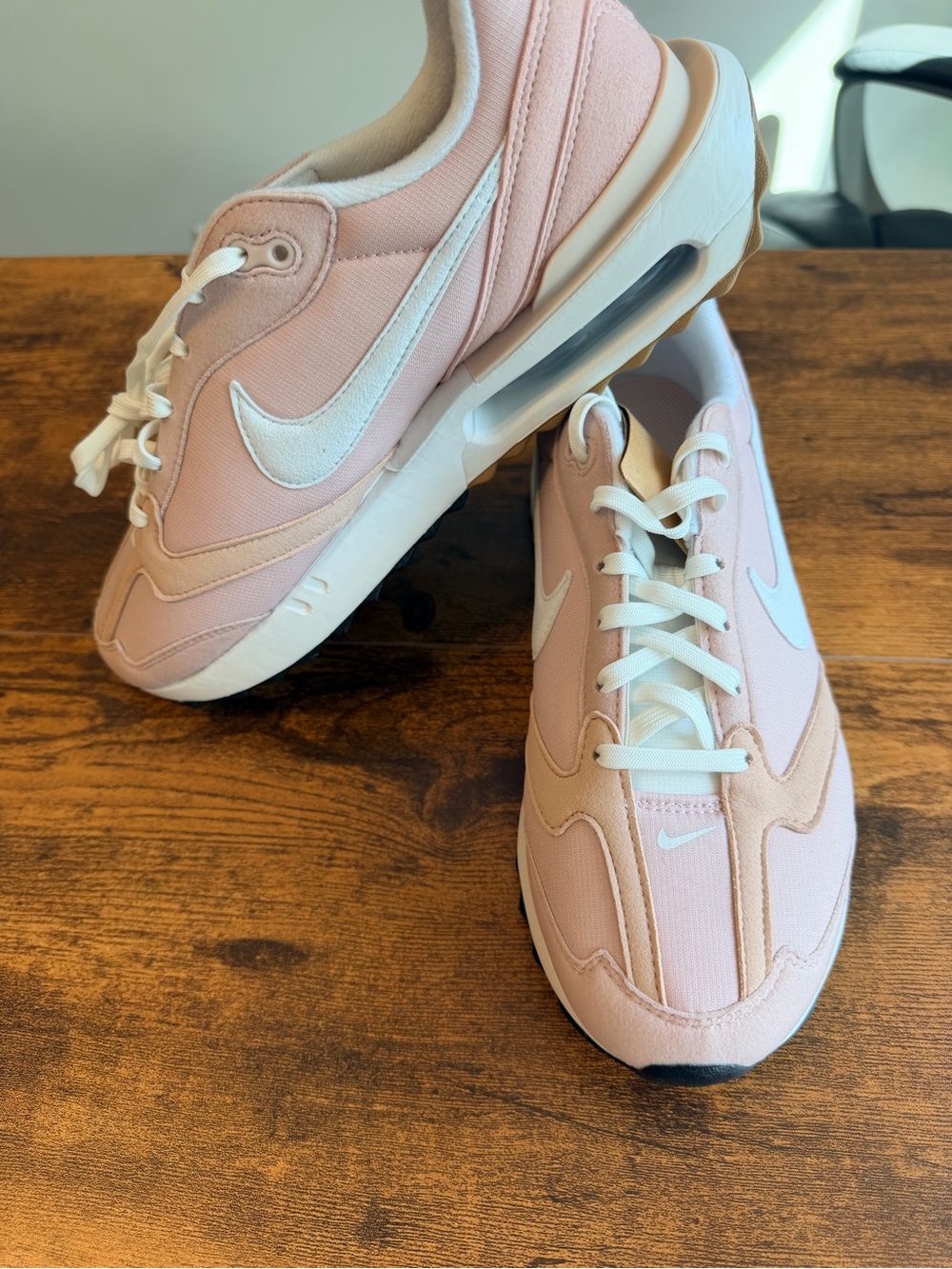 Nike Women's Pale Pink and White Air Bubble Casual Sneakers
